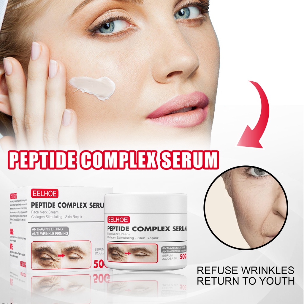 EELHOE Peptide Complex Serum Collagen Face Cream Untuk Pelembab Wajah Pemutih Anti Penuaan Anti kerutan Mengurangi Garis Halus Dan Kantong Mata-50Gr