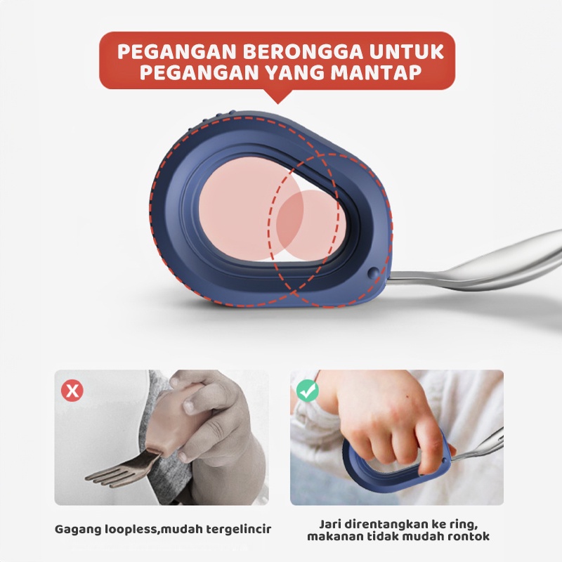 olla  Sendok Anak Stainless Steel SUS316 - Training Spoon Baby Spoon BLW - Sendok Belajar Makan Bayi - Sendok Mpasi Bayi Silik