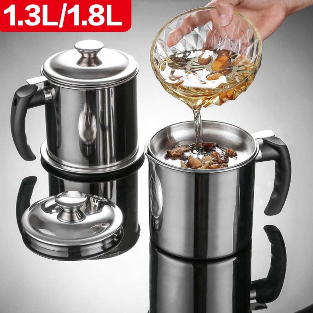 [ DBI ] Wadah Saringan Makanan Minyak 1.3 liter Stainless Steel / Oil Pot Filter Anti Karat Bisa COD Bayar di tempat