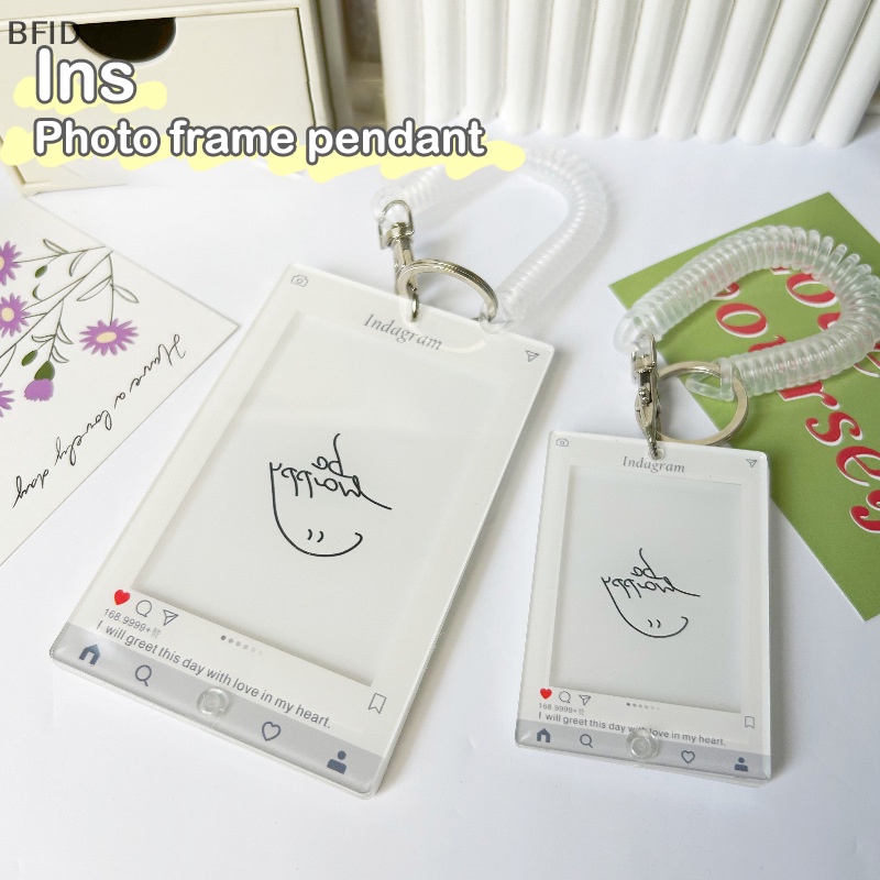 [BFID] Photocard Holder Stand Pigura Pajangan Foto Kartu Gambar Dengan Lanyard Gantungan Kunci Photocard Protector Case Dekorasi Desktop Rumah [ID]