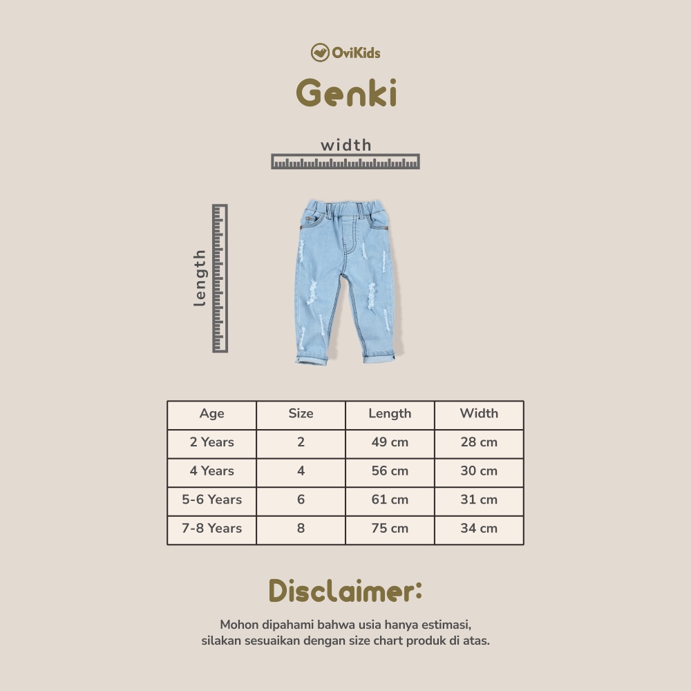 OVIKIDS GENKI / CELANA PANJANG ANAK JEANS