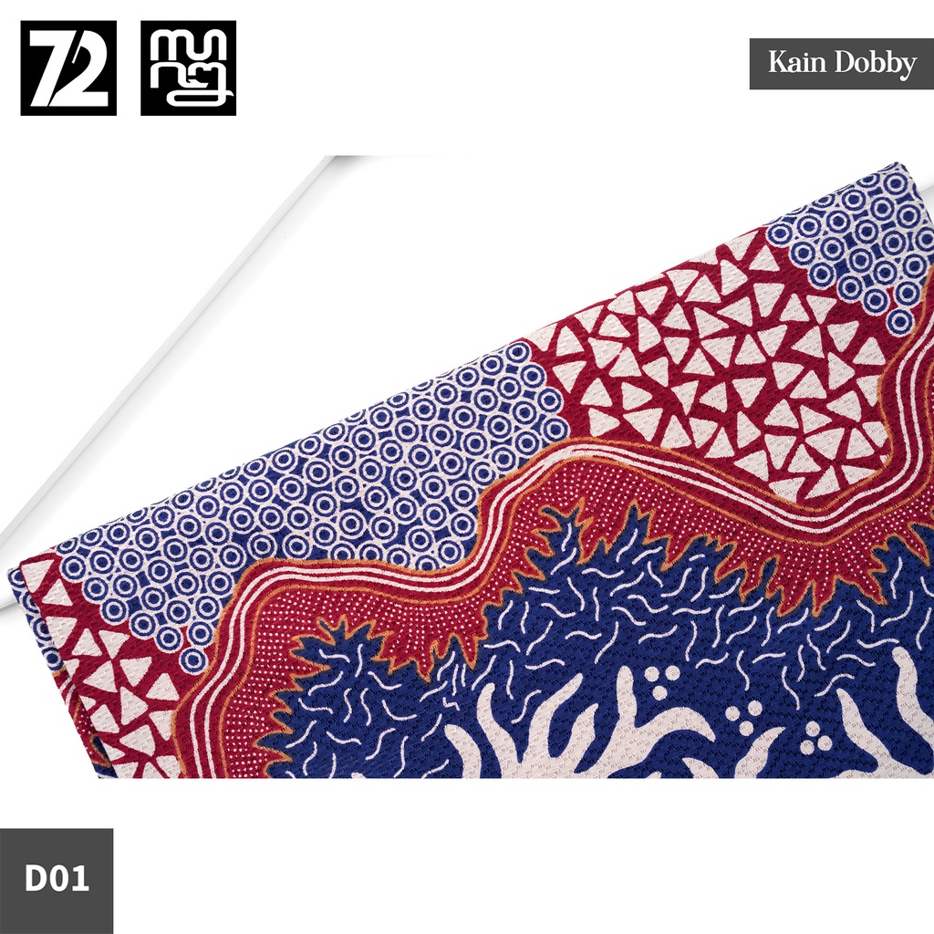 KAIN BATIK DOBBY Premium Motif Lapis Kaktus Warna Biru 723915 Cap 72