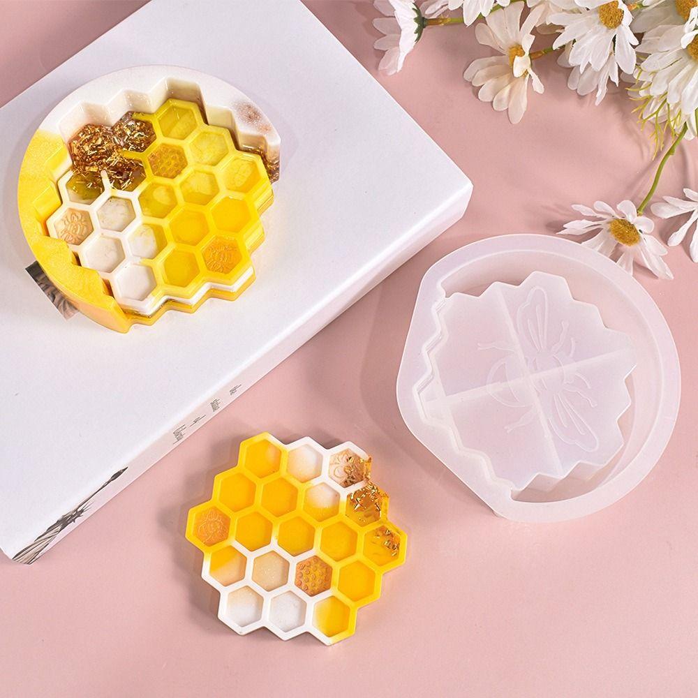 【 ELEGANT 】 Cetakan Silikon, Cetakan Coaster Bentuk Sarang Lebah, Cetakan Resin Epoxy Motif Sel Handmade Untuk DIY