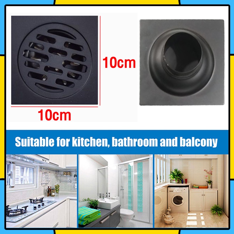 Saringan Got Stainless HITAM TW3501-Floor drain pembuangan filter air strainer black kamar mandi stenlis Black /S24