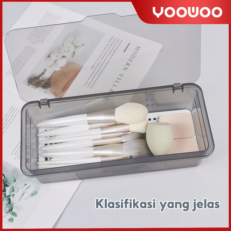 Kotak penyimpanan kuas kosmetik / Transparan dan tahan debu / Kotak penyimpanan kosmetik berkapasitas besar