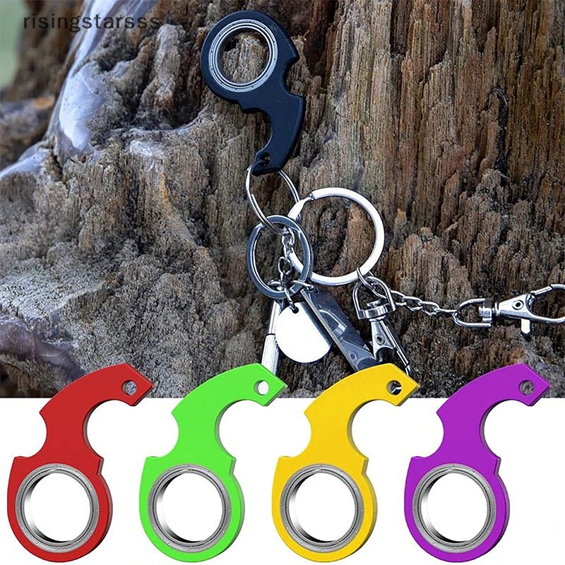 Outdoor Kid Ujung Jari Berputar Keyring Spinner Stress Mainan Logam idget Jari Keyring Baru