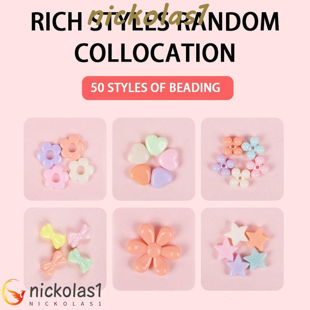 NICKOLAS1 Diy Handmade Manik-Manik Gadis Hadiah 700 Pcs Kalung Mainan Anak Pesona Manik-Manik Gadis Tenun Kerajinan Membuat