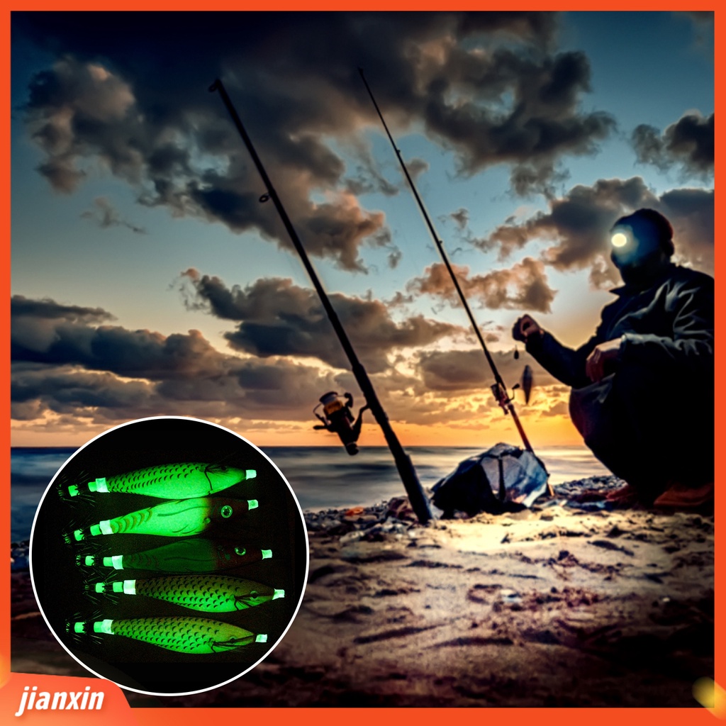 (In Stock) 14Pcs /Box Umpan Buatan Fleksibilitas Tinggi Kerajinan Halus Fishing Tackle Luminous Bait Squid Hook Untuk Memancing Di Laut