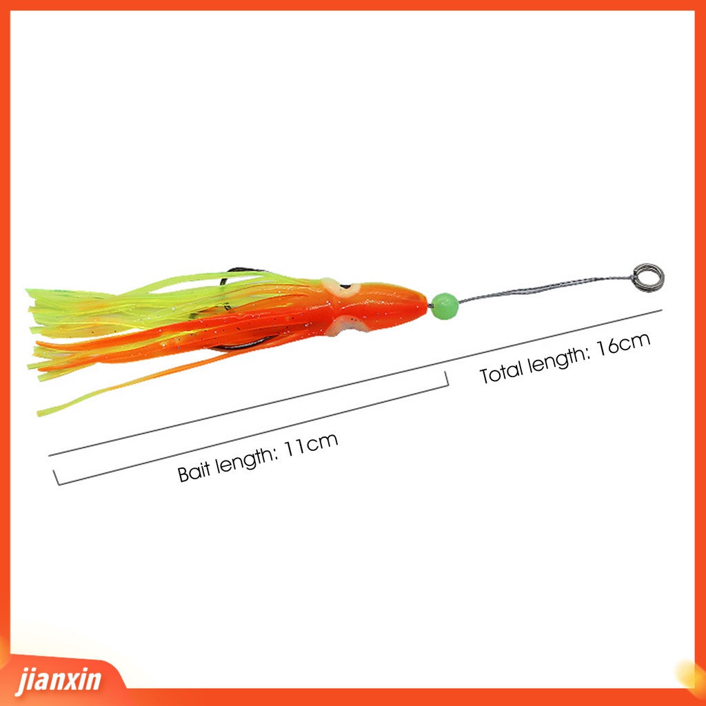 (In Stock) 16cm/8g Silikon Umpan Cumi Tajam Hidup Berenang Kait Ganda Rok Gurita Umpan Alat Pancing