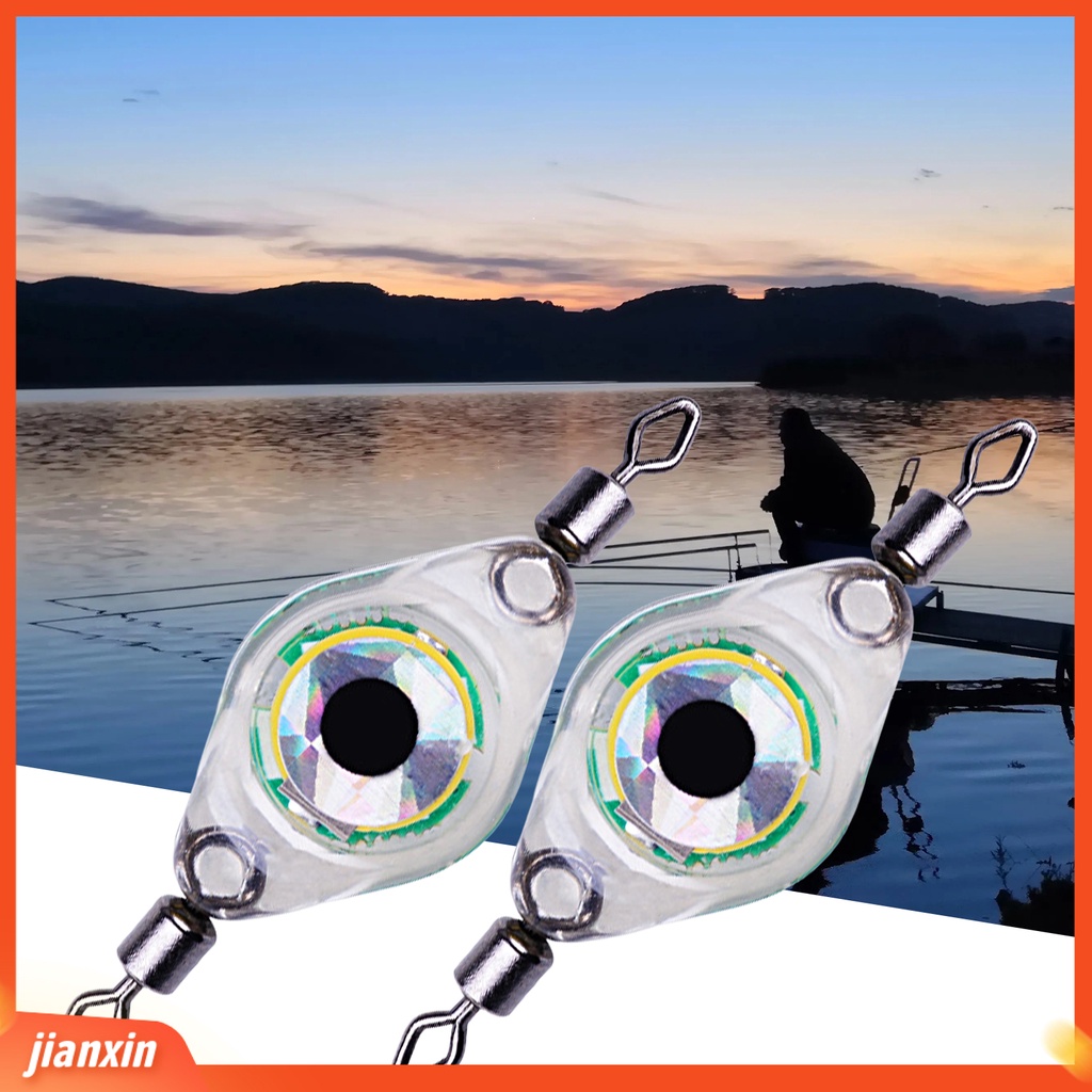 (In Stock) 2Pcs Lampu Umpan Pancing Tahan Air Bentuk Fisheye Attract Fish Acrylic LED Lure Attractant Button Lampu Pengumpul Ikan Untuk Memancing Outdoor