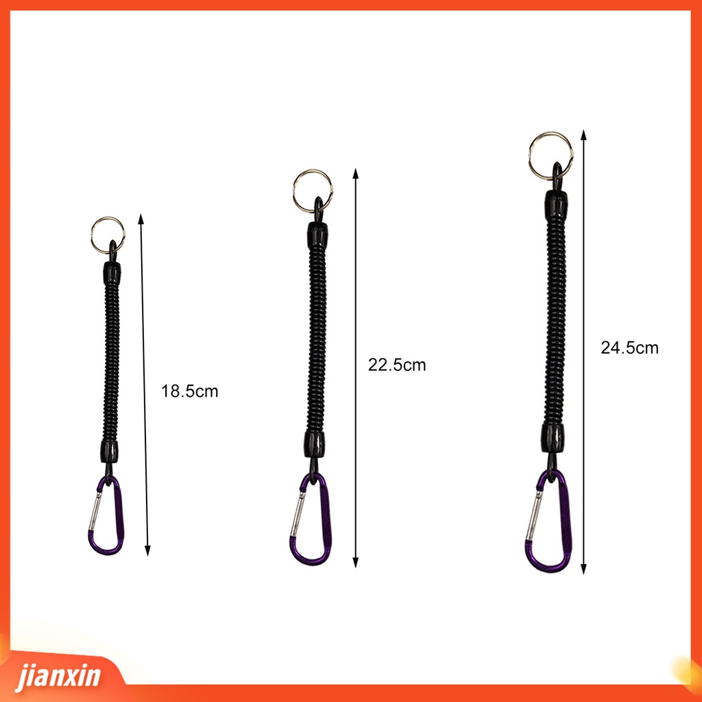 (In Stock) Anti Hilang Tali Ditarik Elastis Dengan Keyring Carabiner Multifungsi Anti-Pencurian TPU Diliuk Musim Semi Memancing Anti-lost Safety Lanyard Perlengkapan Luar Ruangan