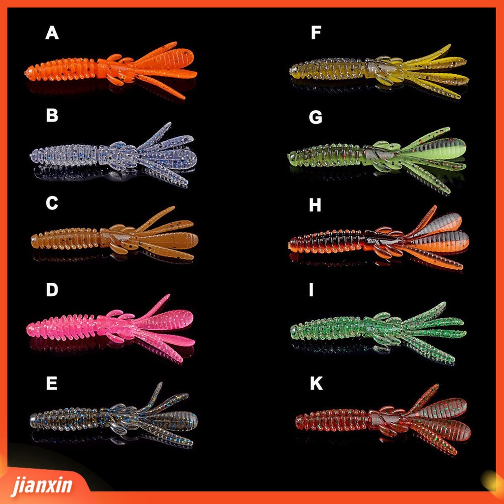 (In Stock) 12Pcs 6.4cm 2g Soft Lures Umpan Udang Pancing Silikon Tajam Buatan Untuk Tengger Bass Pike