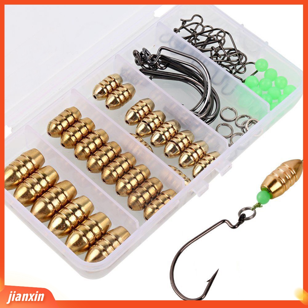 (In Stock) Set Pemberat Kuningan Mancing Jig Hook Putar Ring Connector Tools Dengan Box