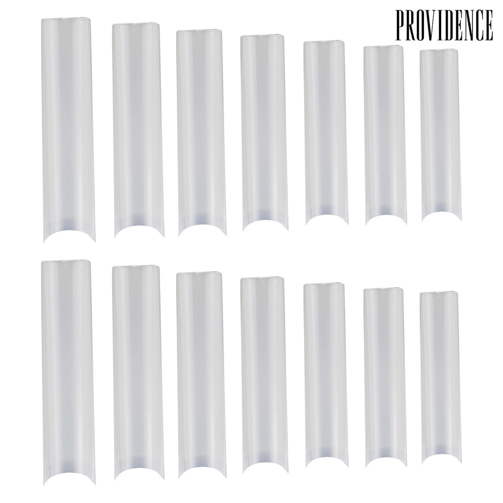 Providence 504Pcs Putih/ Kuku Transparan Buatan Tips Panjang Datar Lancip Square Nail Tips Setengah Penutup Lurus Palsu Perancis Tips Nail Art Extension Untuk Salon Kuku Rumah DIY