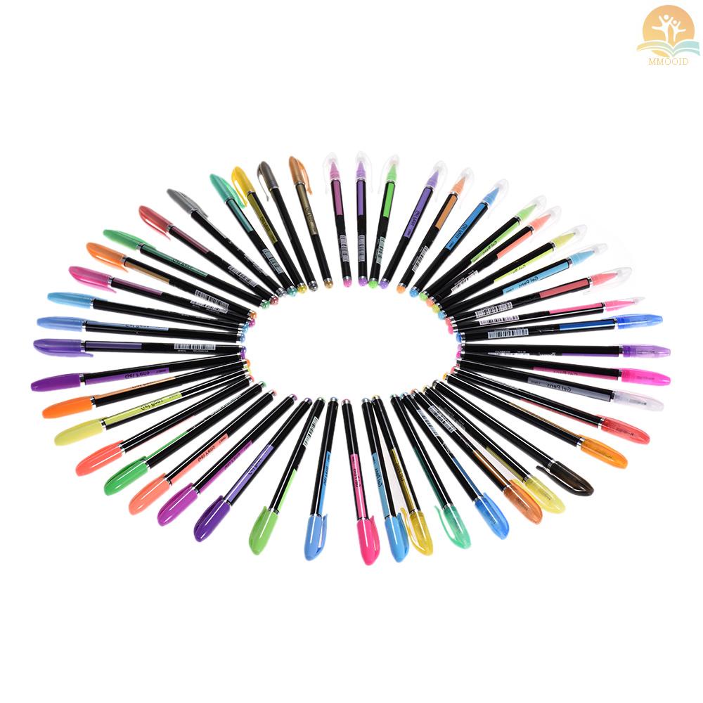 In Stock 48warna Pulpen Gel Termasuk Glitter/ Neon/Guas/ Bolpen Logam Menandai Gambar Highlight Untuk Pelajar Buku Mewarnai