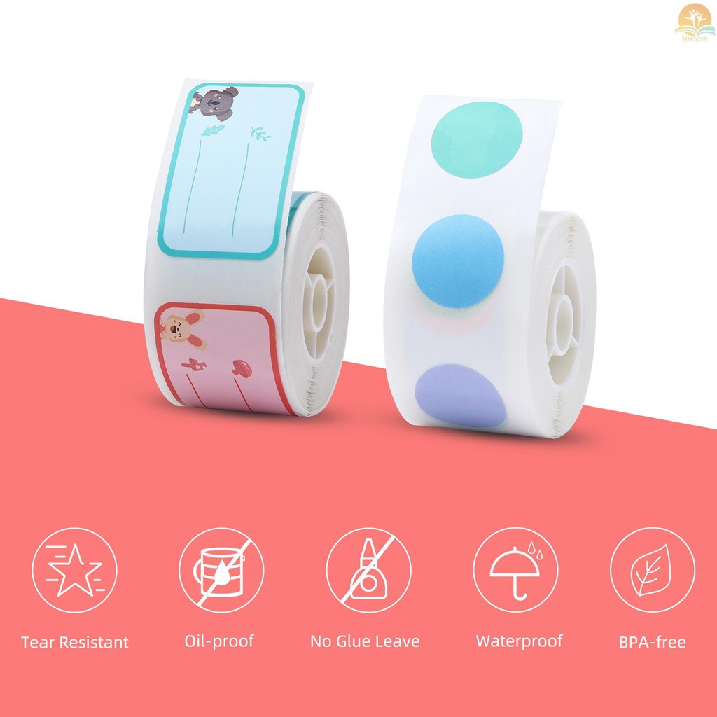 In Stock Niimbot Kertas Label Thermal Untuk D101 Label Printer Barcode Harga Ukuran Nama Label Kosong Tahan Air Tahan Sobek 24x40mm 160lembar/roll Untuk Organizer Rumah Supermarket Sto