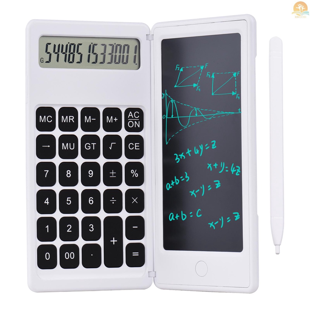 In Stock Foldable Calculator &amp; 6 Inch LCD Writing  Digital Drawing Pad 12 Digits Display with Stylus Pen Erase Button for Children Adults Home Office School Use