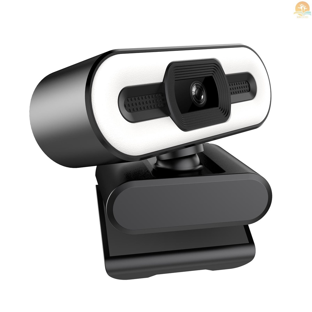 In Stock 1080P Webcam Full HD Web Camera Built in Adjustable Ring Light Fixed Focus Optical Lens Microphone USB  Camera Plug and Play for PC Desktop Laptop Video Calling Co