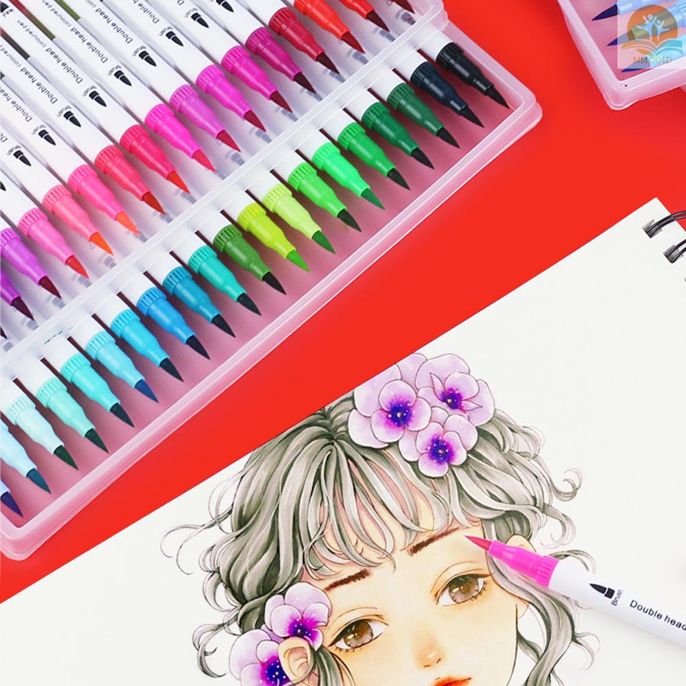 In Stock Watercolor Fine Liner Dual Tip Brush Pen Set Penanda Warna-Warni Untuk Menggambar Dan Melukis