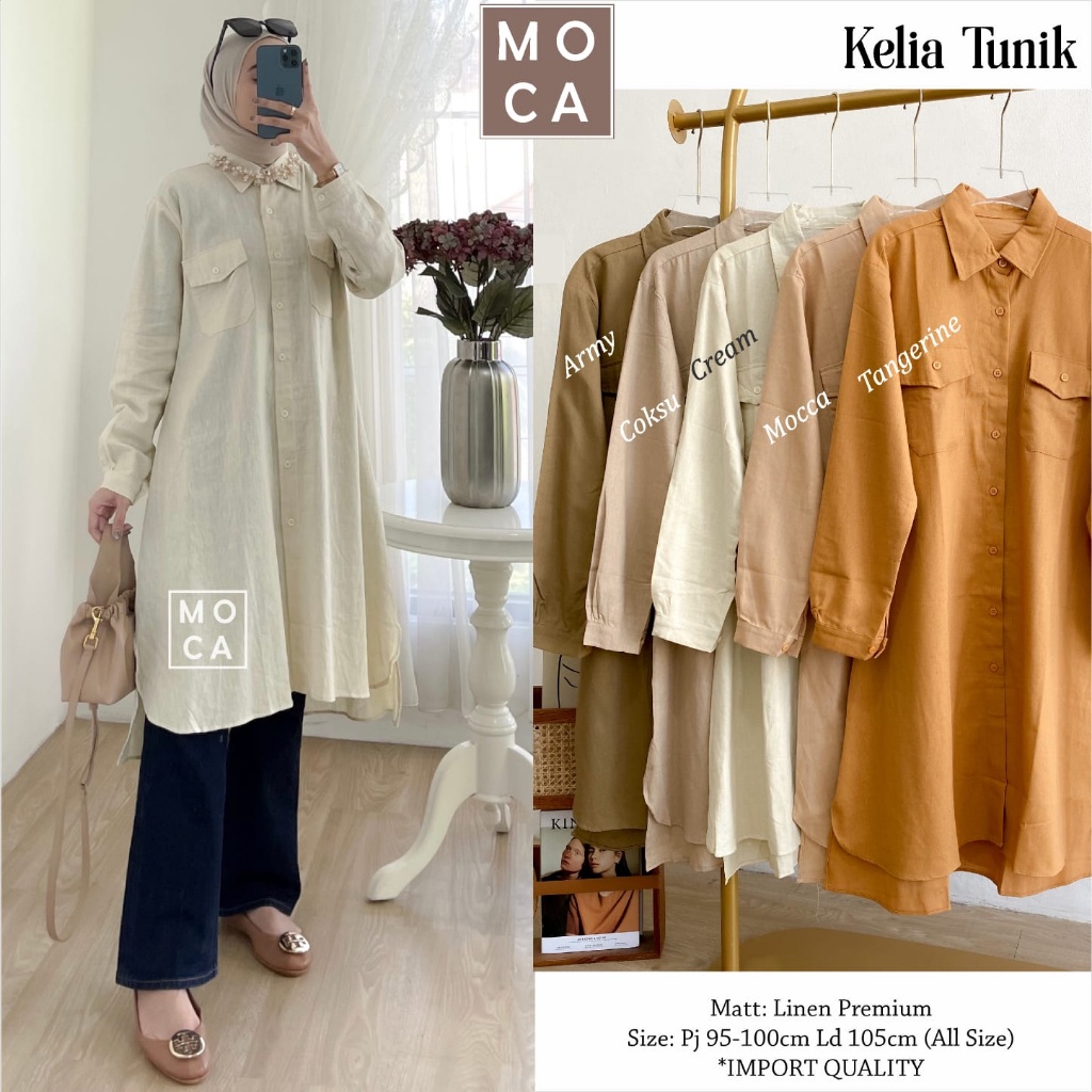 KELIA TUNIK ORI MOCA | Ld105 Linen Premium