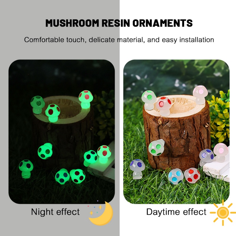 [Fitur] Mini Luminous Mushroom Decor/Aksesoris Rumah Boneka Taman DIY/Dekorasi Rumah Dasbor Mobil/Patung Lanskap Mikro/Ornamen Peri Jamur Bersinar Lucu