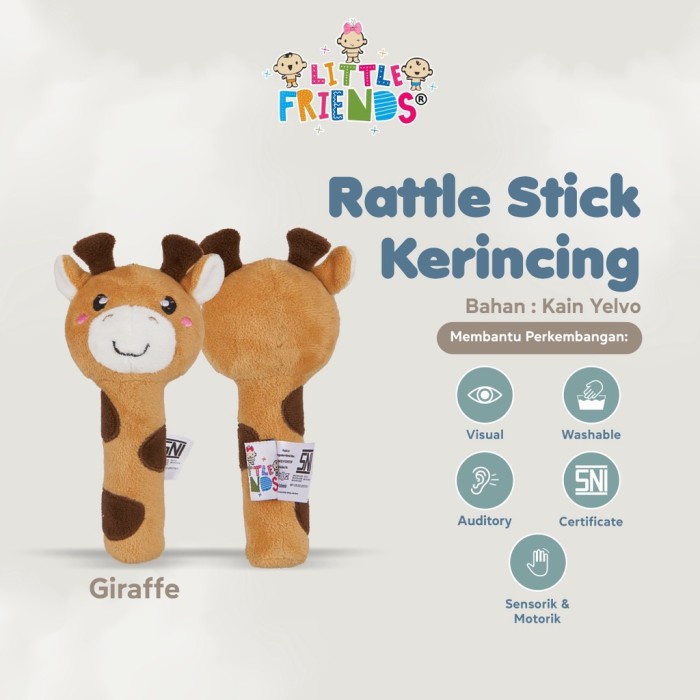 LITTLE FRIENDS Rattle Stick Kerincing Mainan Bayi Boneka Ratel Kericik Baby Toys