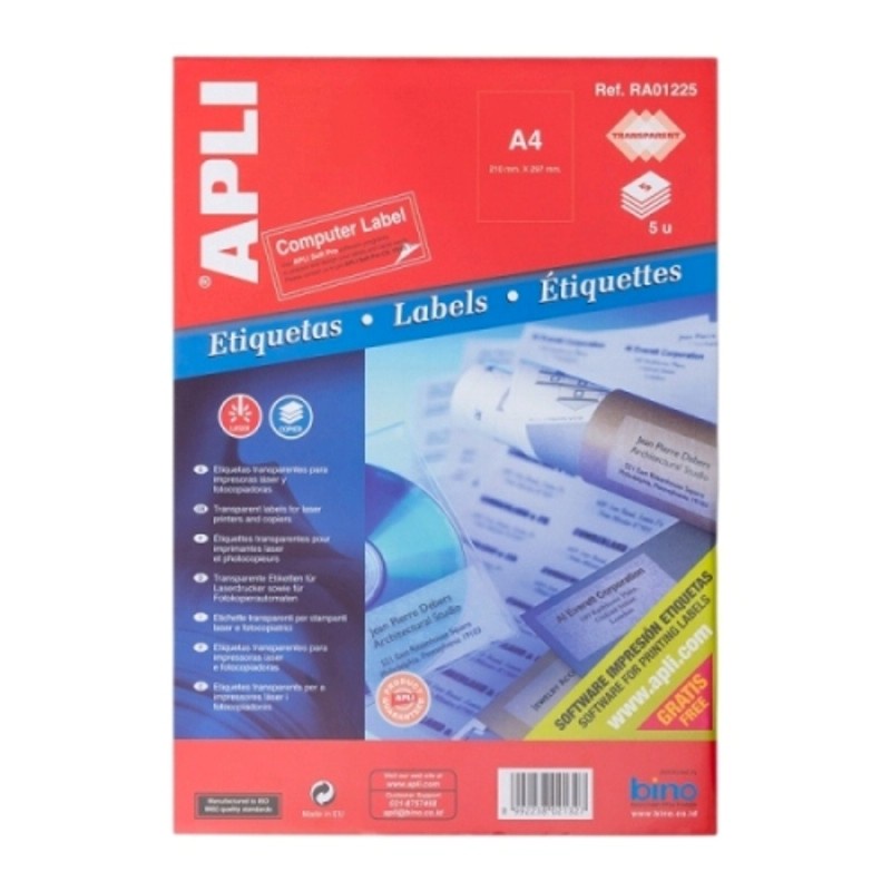 

[Artomas] APLI Label Polyester Transparent 210 X 297MM 5 unit RA01225