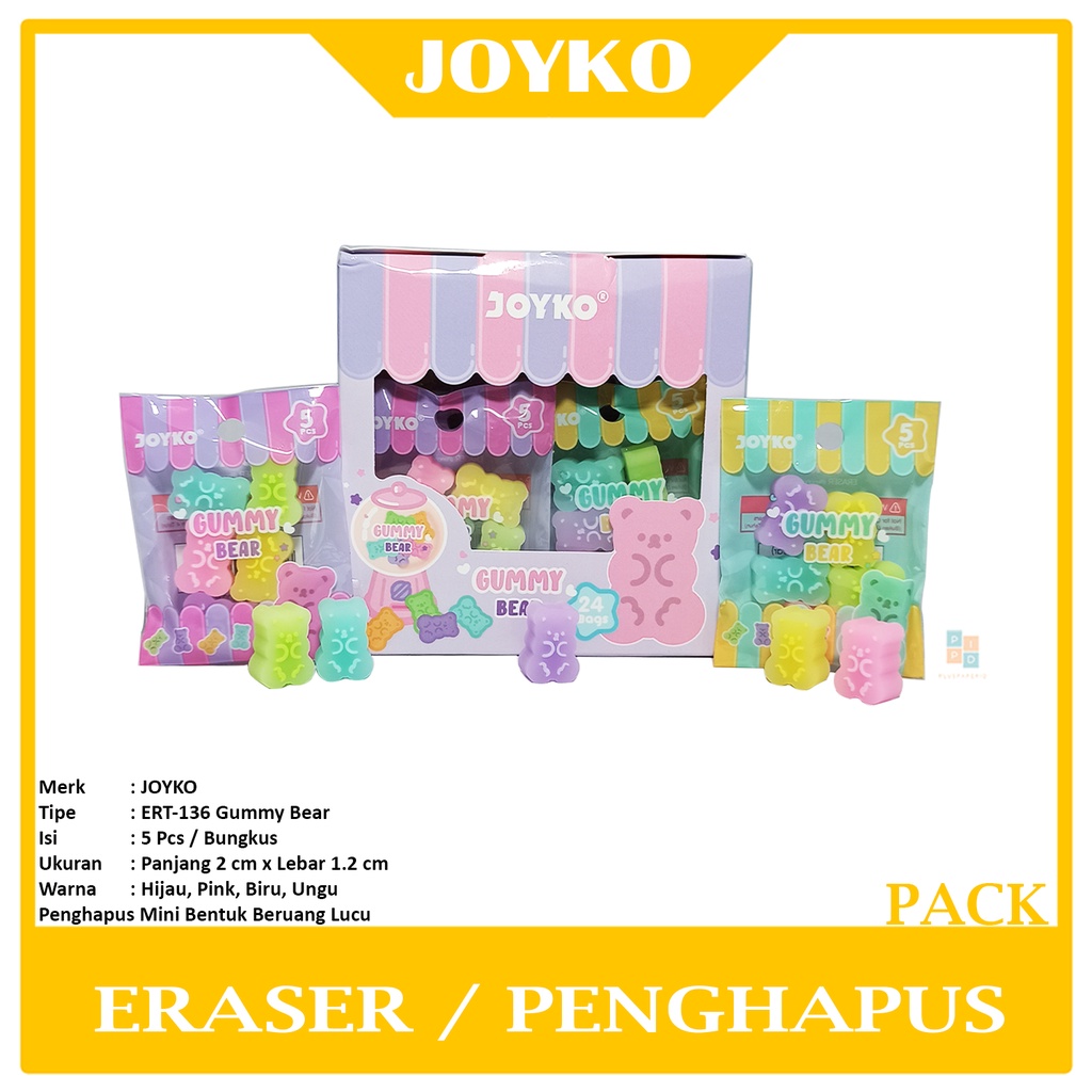 

JOYKO - Penghapus Pensil ERT-136 Gummy Bear - Pack