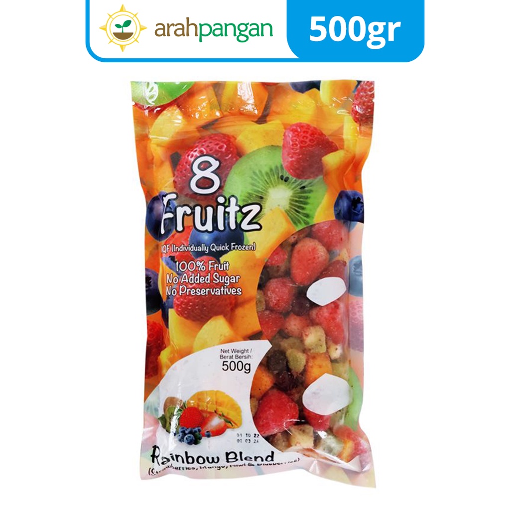 

8 Fruitz IQF Rainbow Blend Berries, Kiwi, Mango Buah Frozen 500gr