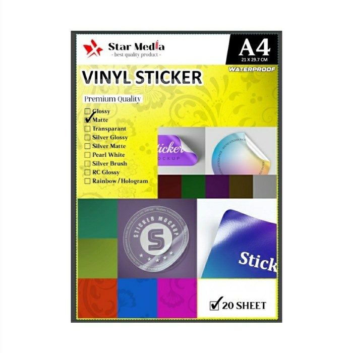 

Kertas sticker vinyl matte 120 GSM A4/stiker vinil doff waterproof