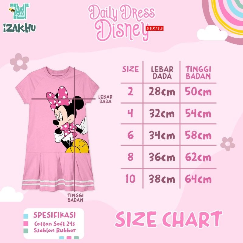 Daily Dress ruffle Disney Anak perempuan rempel lucu izakhu