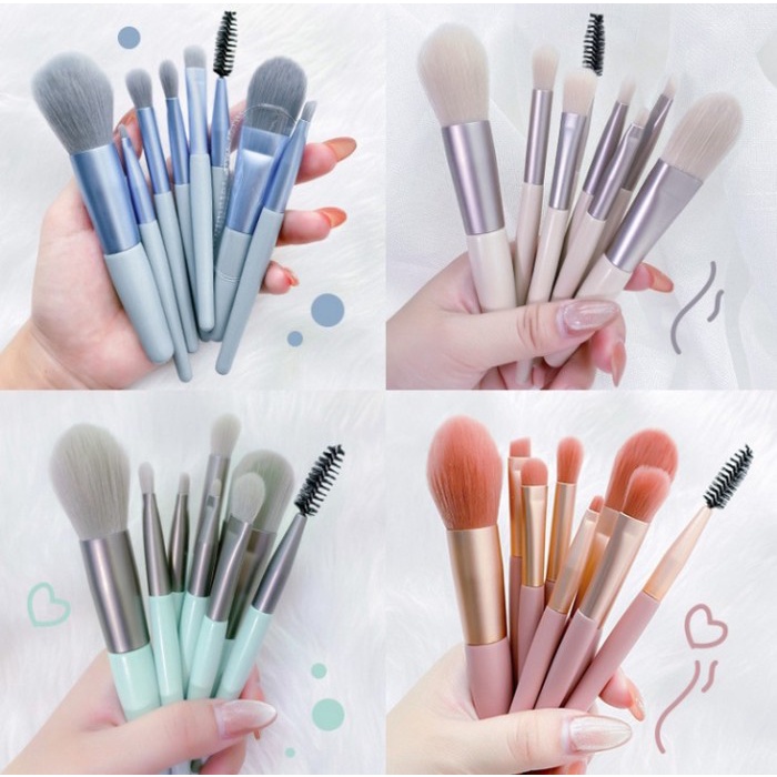 CIVETO MU01 Kuas Make Up 8 in 1 Set Free Pouch Travel Brush Set Tool