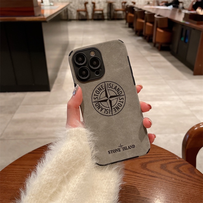 IPHONE Casing Soft Phone Case Retro Stone Island Trendi Kompatibel Untuk Iphone13 12 11 Pro X XS MAX XR 78 Plus Warna Kulit Domba Kotak Kulit Domba Soft Case COD