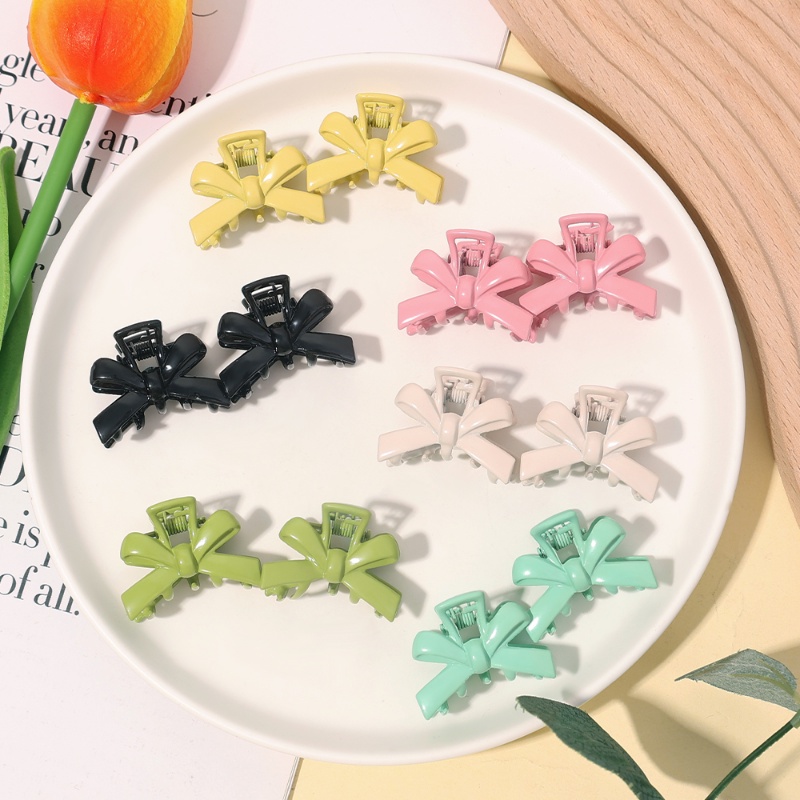 Fashion Sederhana Warna Permen Wanita Kecil Ikatan Simpul Desain Rambut Cakar Klip Gadis Manis Segar Hiu Klip Poni Samping Ambil Jepit Rambut Aksesoris Rambut