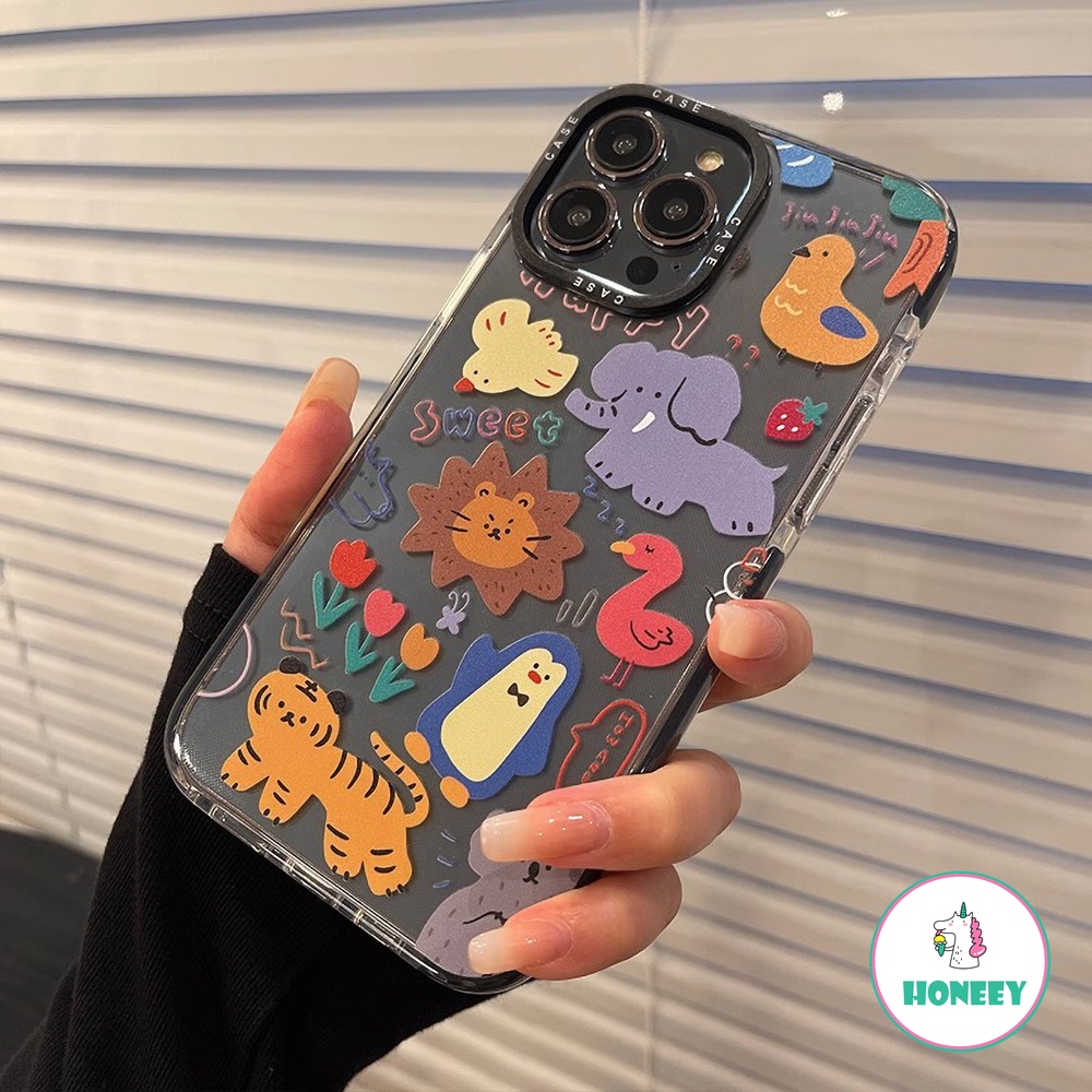 IPHONE Lucu Kartun Hewan Bunny Bear Babi Anjing Monyet Ponsel Case Kompatibel Untuk Iphone14 13 11 12 Pro Max Anti-drop Lembut Penutup Belakang