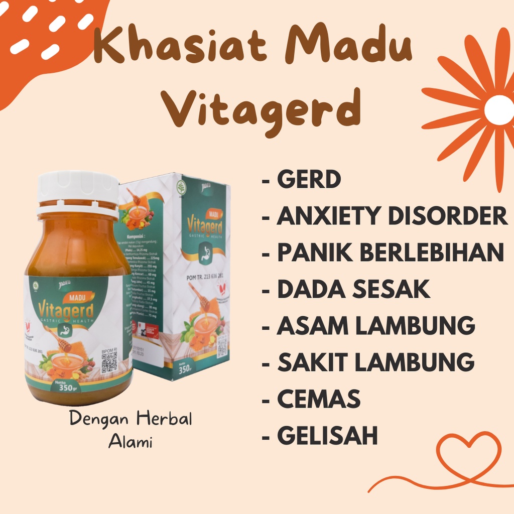 Madu Vitagerd Herbal Asli Obat Asam Lambung Maag Mah Magh GERD Kronis