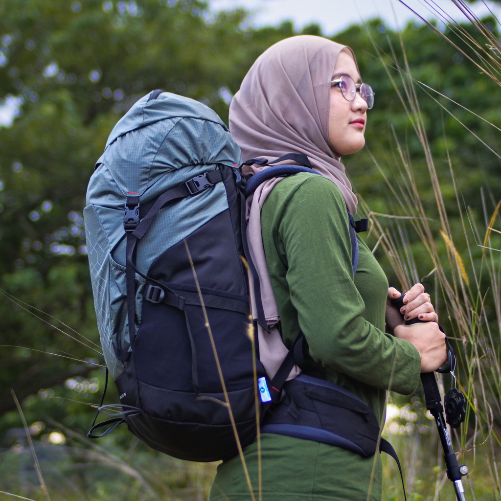 Tas Gunung Carrier Ultralight 45L Free Raincover - Keril Outdoor Pria dan Wanita Greenforest Maleo