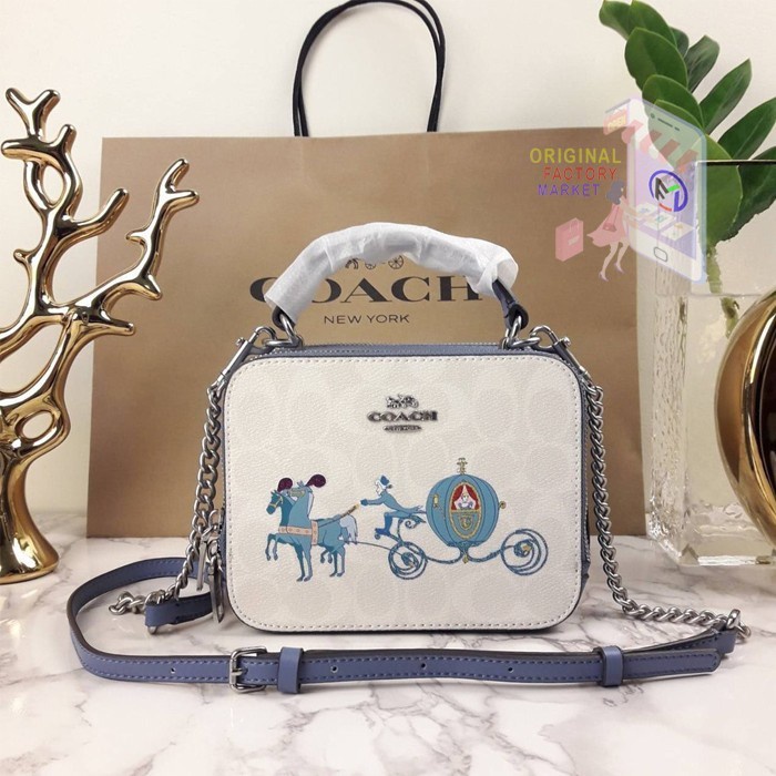 VS TAS COACH C1426 Disney Box Crossbody Signature Canvas With Cinderella