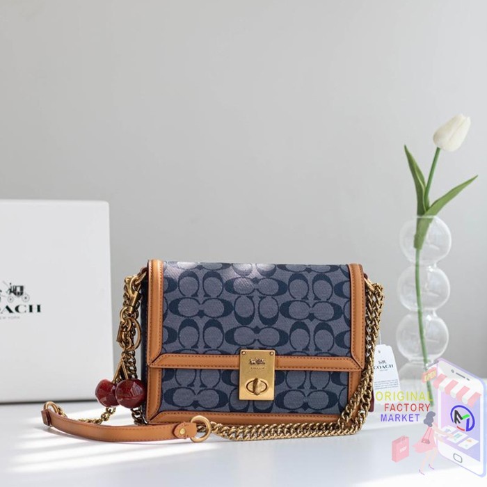 VS TAS C0ACH Hutton Shoulder Bag Signature Chambray ORIGINAL C0ach 3696