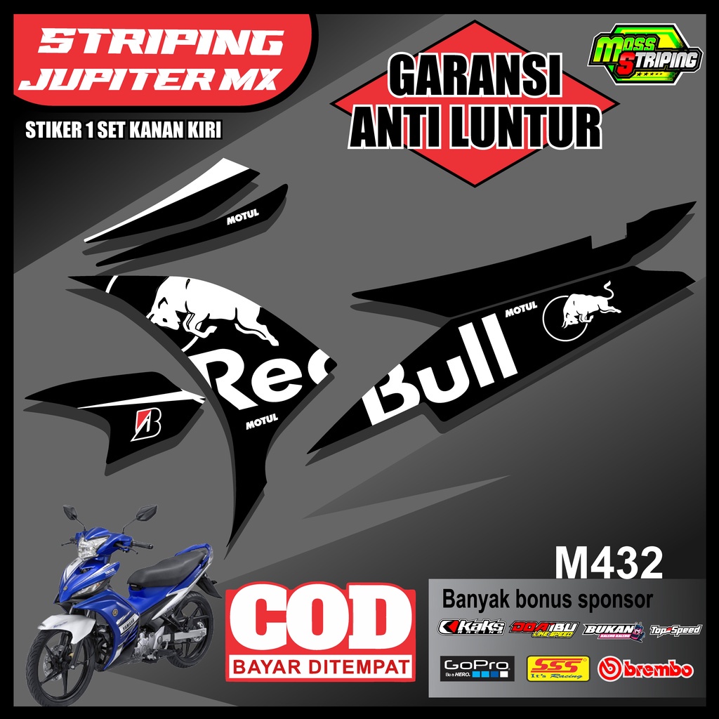 MASS Striping - Striping Sticker List Variasi Motor YAMAHA JUPITER MX NEW speed 135 cc redbull 2010 