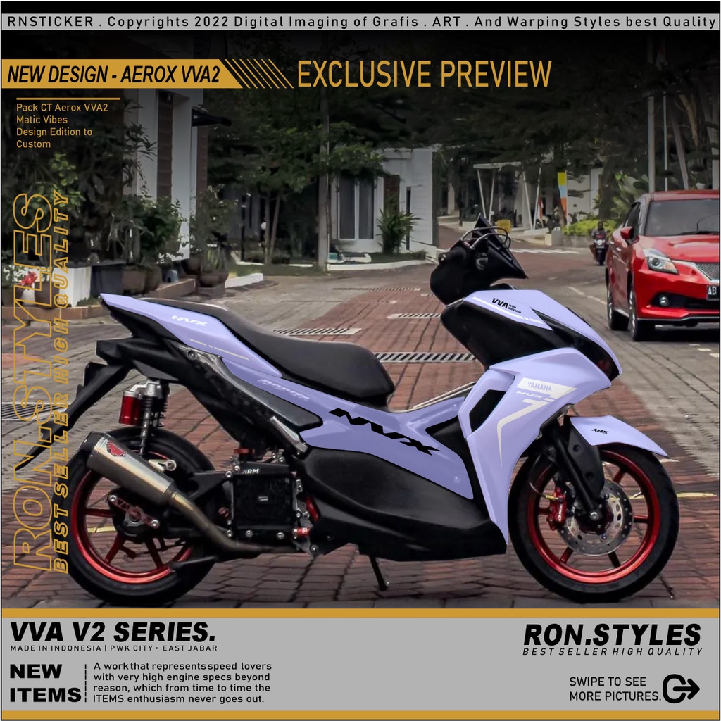 AR02 STRIPINGAEROX NEW VVA V2 CUTTING STRIPING VARIASI AEROX NEW STRIPING AEROX SILVER HITAM OREN MO