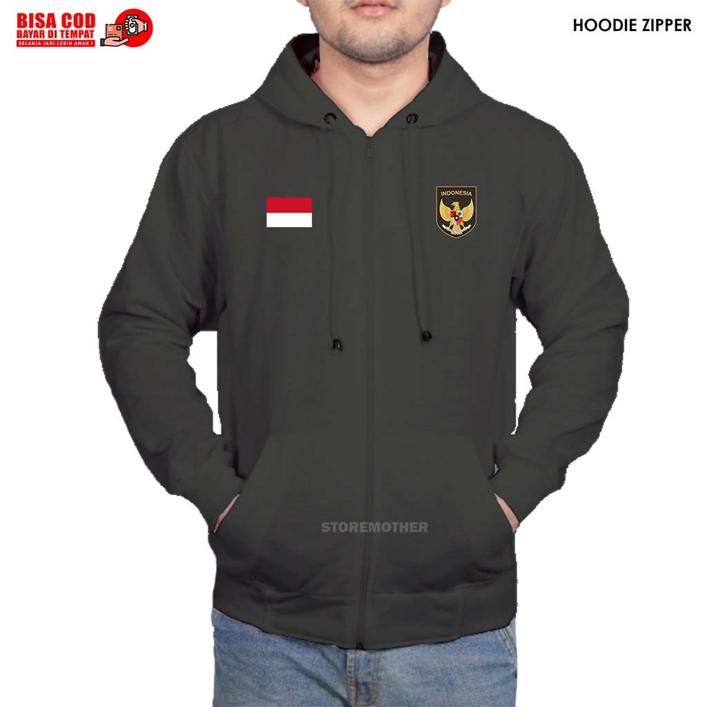 PROMO COD !!! Jaket Resleting/Zipper/Hoodie/Sweater/ Garuda - Indonesia - 17 Agustus - Bisa Custom -