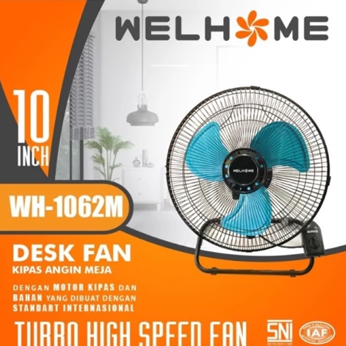 WELHOME Desk Fan Besi Wall Fan 2 in 1  10” WH-1062M 40 Watt | Kipas Industri Welhome WH 1062M Stainl