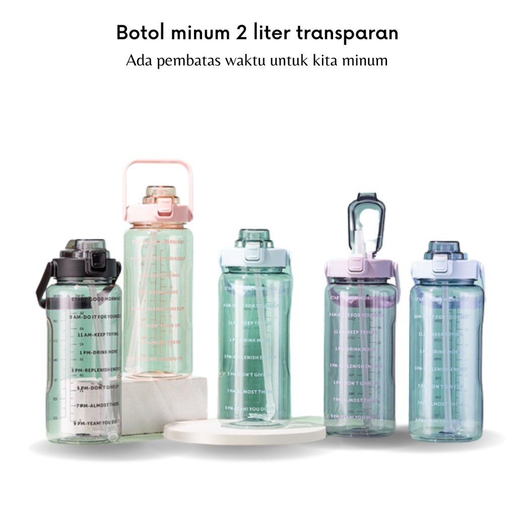 ADK - E103- Botol Minum Transparan Sport 2 Liter - Botol Minum Kekinian Botol Minum Jumbo