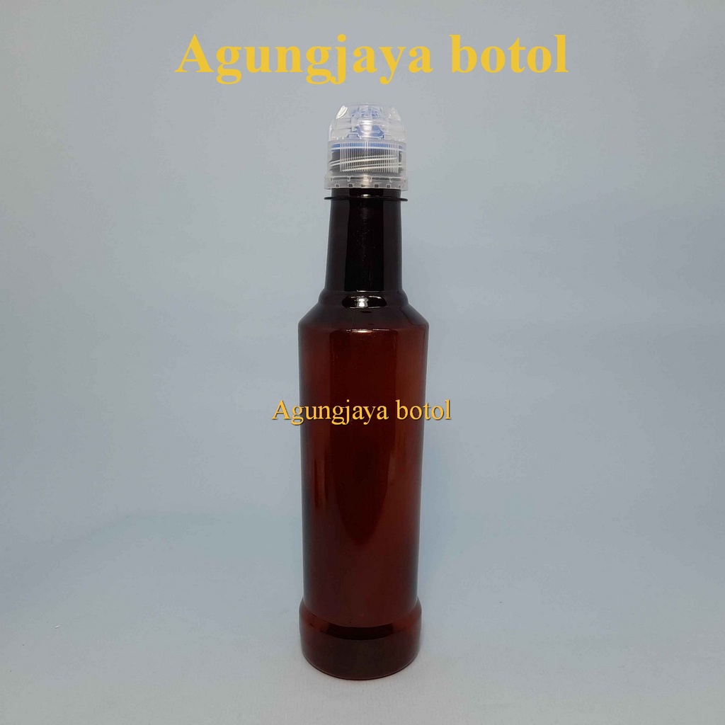 Botol Pet 350 ml Marjan Coklat Trans Tutup Aqua Exlusive / Botol Plastik / Botol Marjan / Botol Amdk