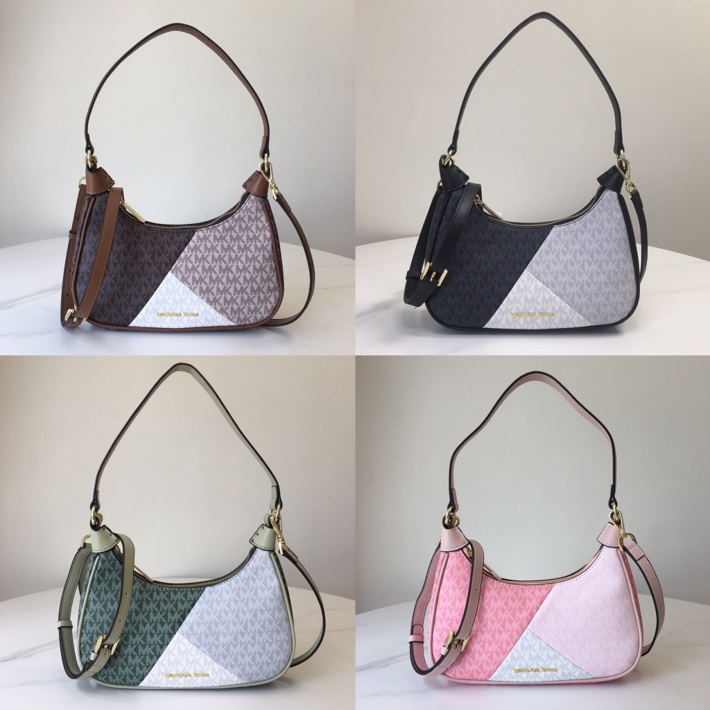 Original 2023 New MK Wilma Medium Spliced Colored Underarm Bag Half Moon Bag Women Shoulder Bag 2233