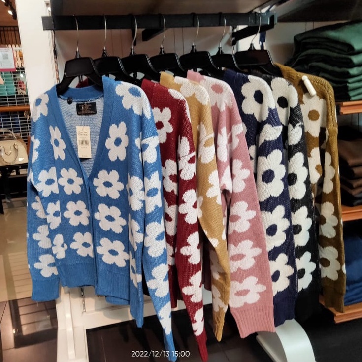 CARDIGAN LDS BANANA REPUBLIK AHW/PRINT BUNGA KANCING 4 CARDIGAN RAJUT TEBAL