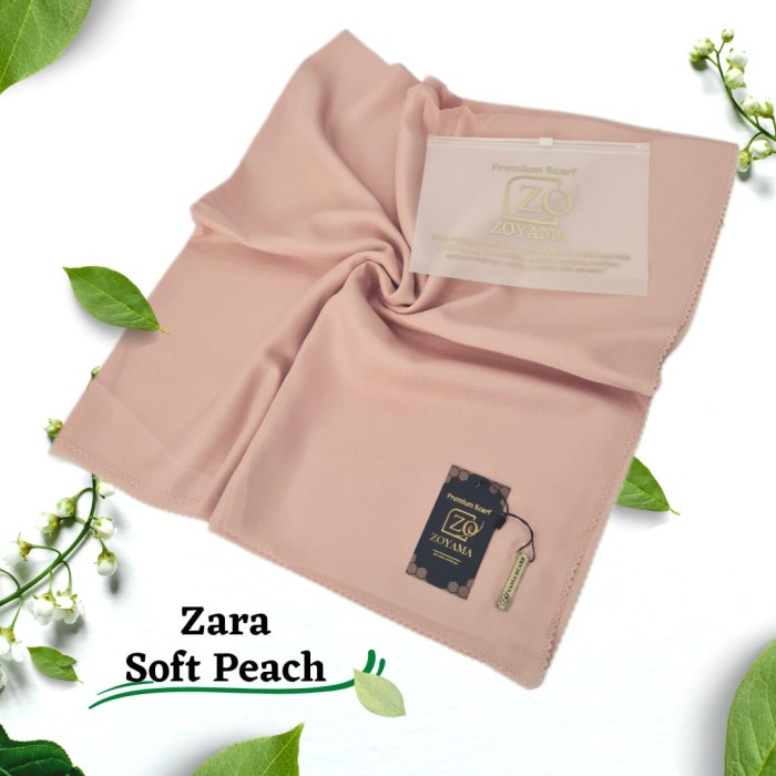 ZOYAMA Zara - Hijab Soft Peach - jilbab segiempat glamour