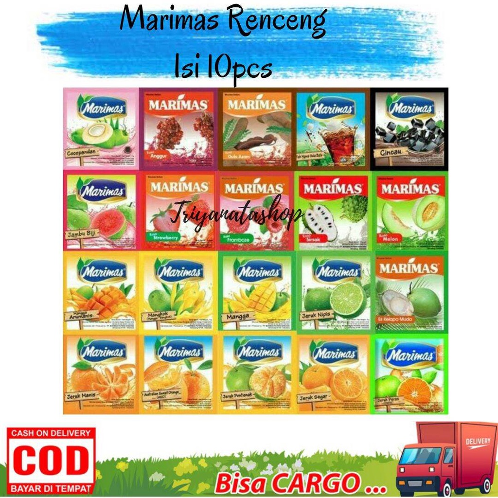 

Marimas Isi 10pcs / Marimas Renteng 10pc / Minuman serbuk berperasa / Minuman Serbuk Rasa Buah / Marimas 21 Rasa