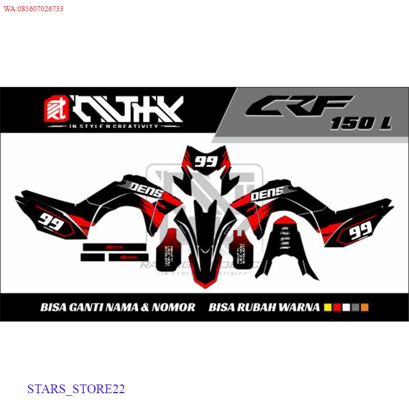 (PREMIUM) Decal Honda CRF 150L CUSTOM Bisa Pakai Nama dan Nomor Sendiri